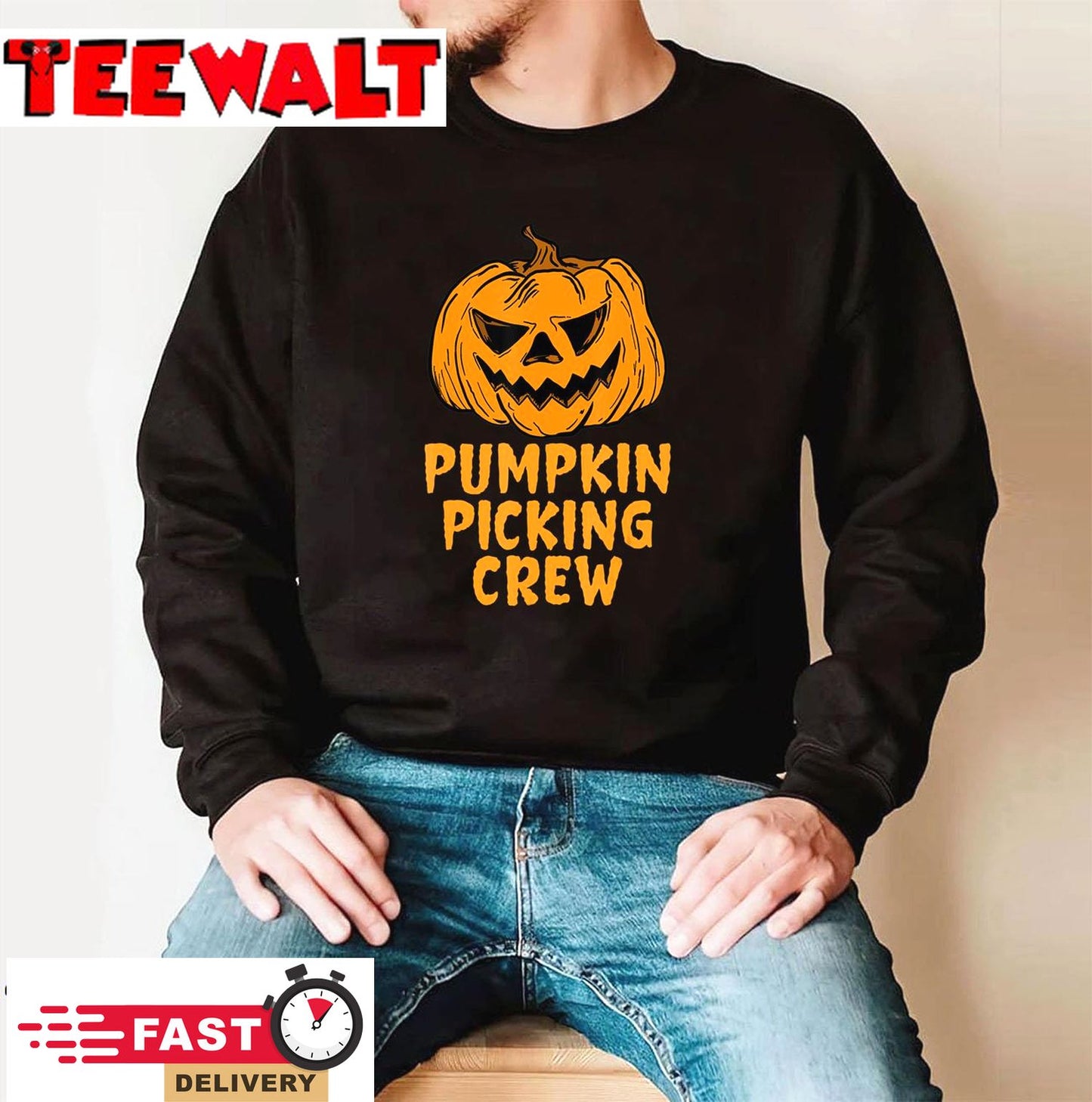 Halloween Pumpkin Picking Crew 2022 Outfit Toddler Baby Kids T-Shirt