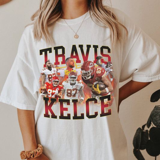 Travis Kelce Comfort Colors Shirt - Kansas City Football Jersey T-Shirt