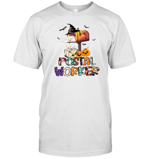 Halloween Postal Worker Mailbox Witch Hat Pumpkins T-Shirt