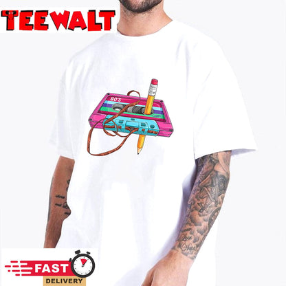 Vintage Cassette Tape Pencil 70's 80's 90's Music Mixtape T-Shirt