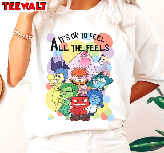 Disney Inside Out Unisex T Shirt , New Rare It's Okay To Feel All The Feels