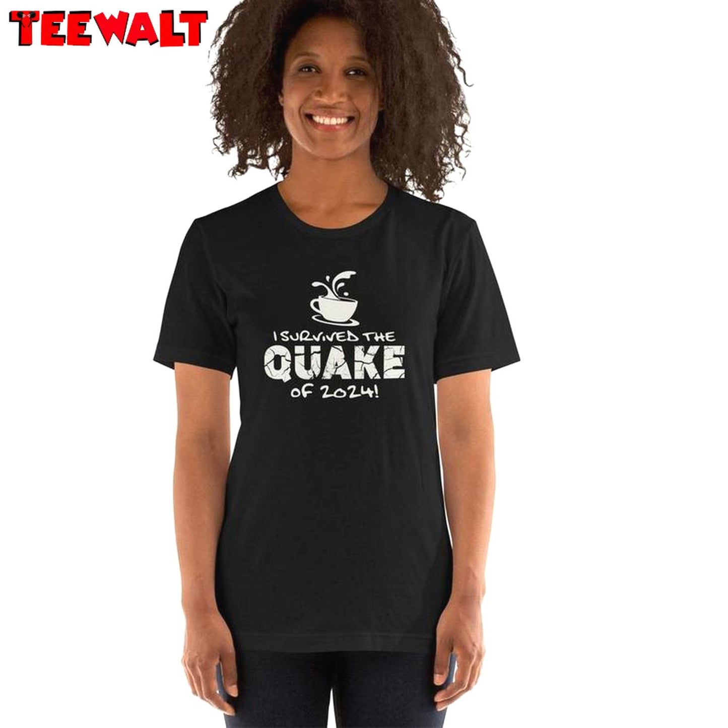 I Survived The Quake Of 2024 Shirt, Cup Of Hot Tea Crewneck Sweat