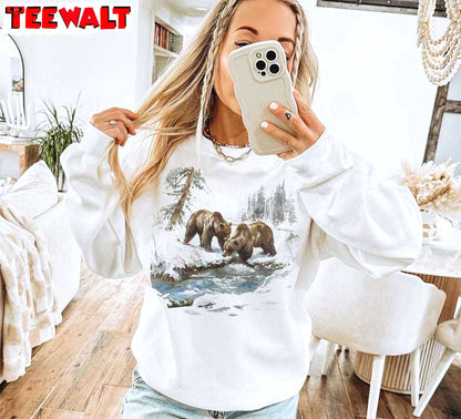 Retro Grizzly Bears Wilderness Scene Sweatshirt, Vintage Brown Bear Shirt