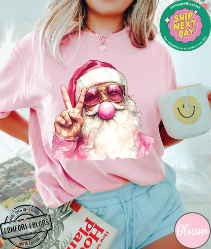 Funny Retro Santa With Sunglasses Tee