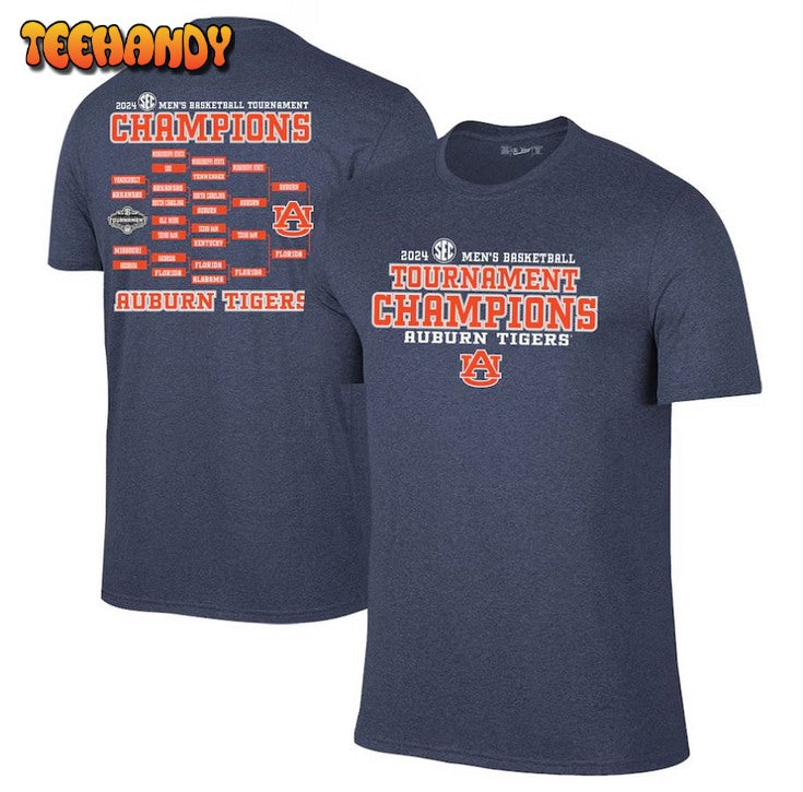 Auburn Tigers 2024 SEC Men's Basketball Conference Tournament Champions Bracket T-Shirt