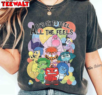 Disney Inside Out Unisex T Shirt , New Rare It's Okay To Feel All The Feels