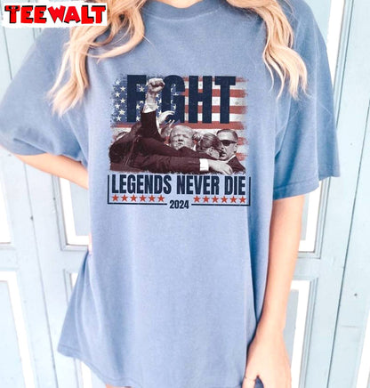 Legends Never Die Shirt, Comfort Colors Trump Legends Never Die Crewneck Long Sleeve