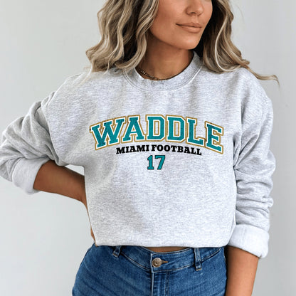 Jaylen Waddle Miami Football Sweatshirt Vintage Football Shirt Design