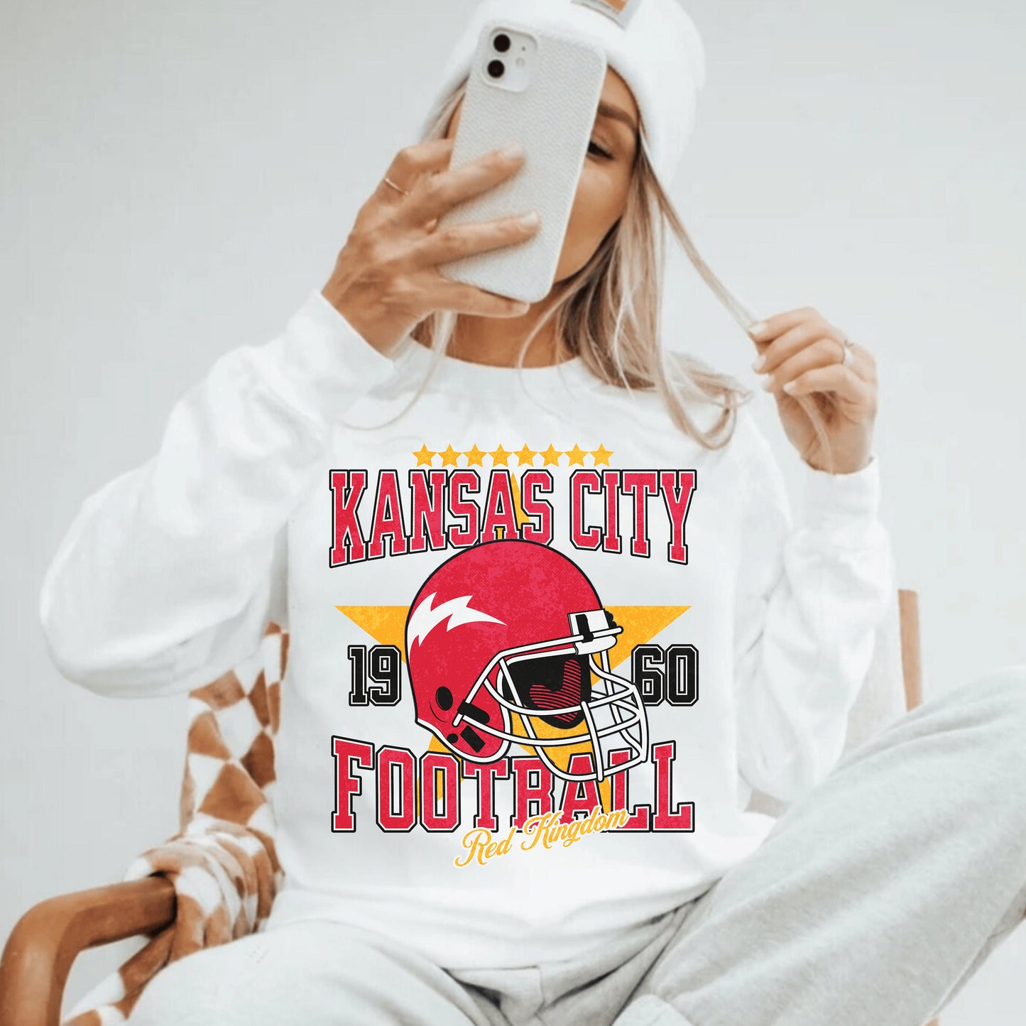 Kansas City Football Sweatshirt, Vintage Chief Crewneck Shirt