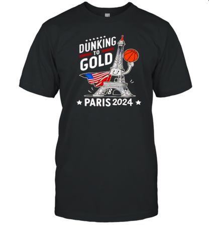 Dunking To Gold Team Usa Basketball Olympic Paris 2024 T-Shirt - Style 2