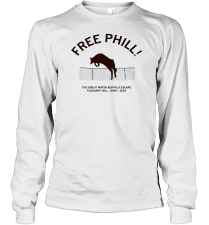 Free Phill The Great Water Buffalo Escape Pleasant Hill Iowa 2024 T-Shirt