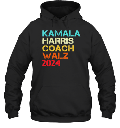 Harris Walz 2024 Kamala Harris Coach Walz 2024 Retro T-Shirt