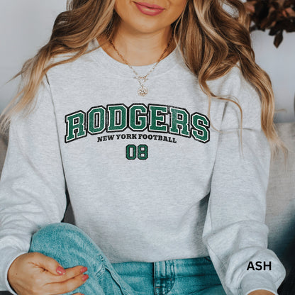 Aaron Rodgers Vintage Style Jets Sweatshirt - New York Football Crewneck