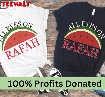 Limited Watermelon Sweatshirt , Cool Design All Eyes On Rafah Shirt Long Sleeve