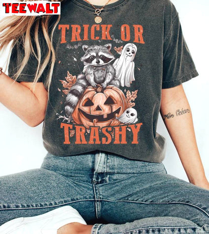 Comfort Trick Or Trashy Racoon Halloween Shirt, Cute Raccoon