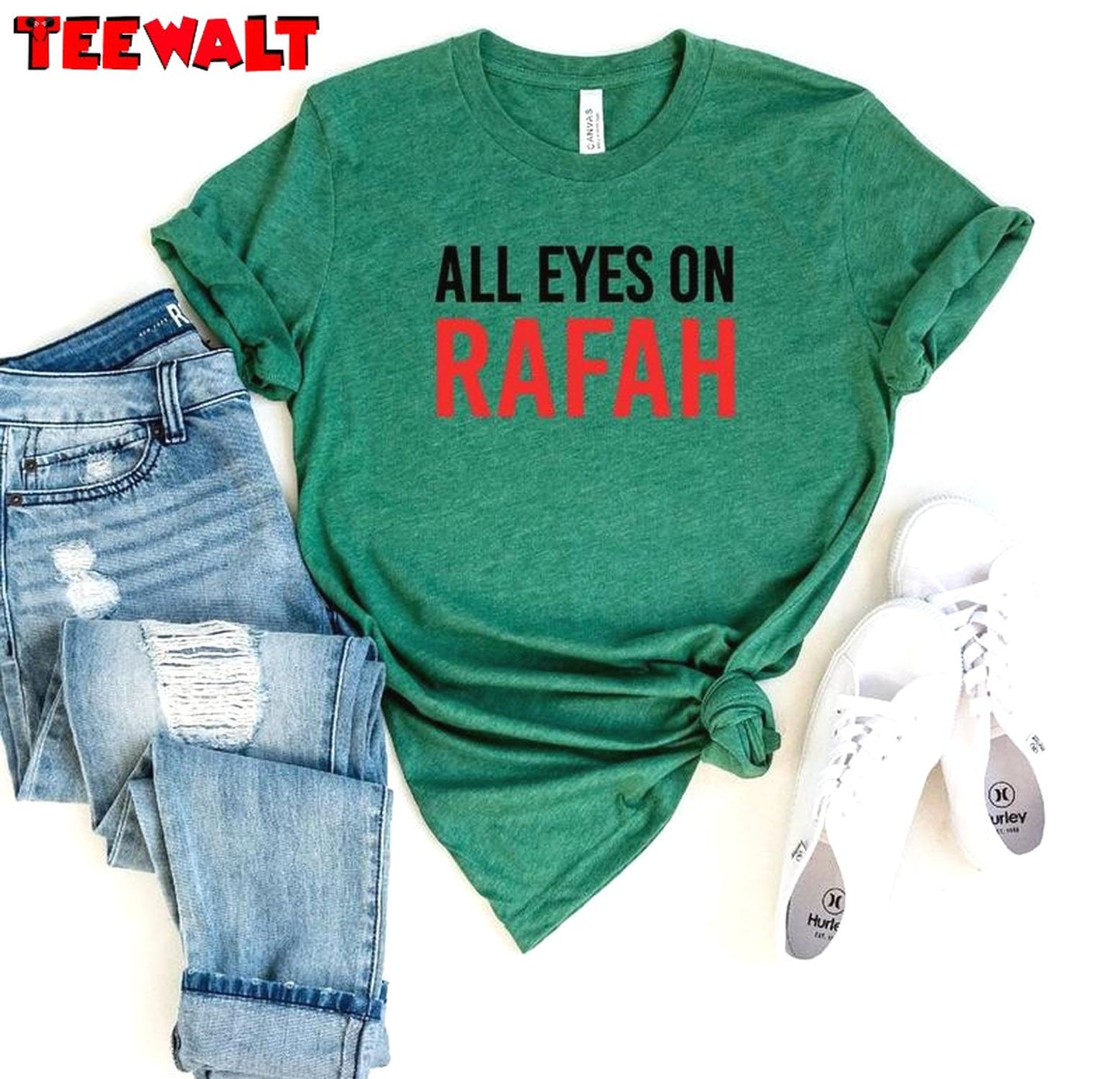 Cool Design All Eyes On Rafah Shirt, Comfort Palestine Rafah Crewneck Long Sleeve