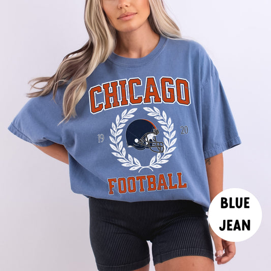 Retro Chicago Football Shirt - Vintage Bear Design, Comfort Fit