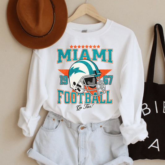 Miami Football Sweatshirt, Vintage Crewneck, Retro Miami Football Gift