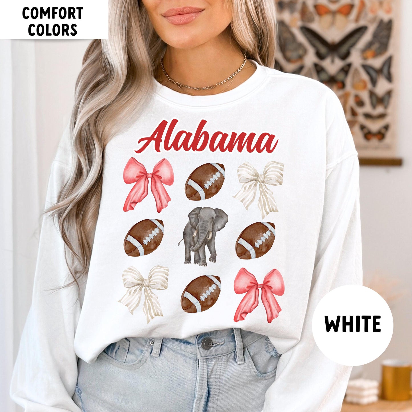 Alabama Baby Top Bow Shirt - Youth & Toddler Game Day Football Kids Shirt, Coquette Style