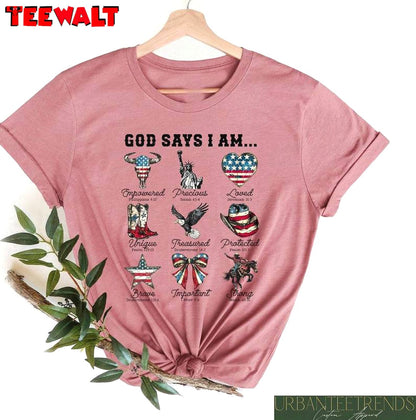 Groovy Christian Sweatshirt , Comfort God Says I Am 4th Of July