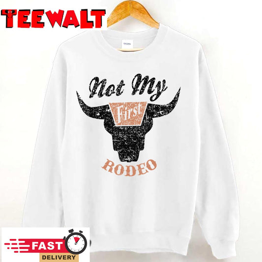 Retro Bull Skull Not My First Rodeo Western Country Cowboy T-Shirt