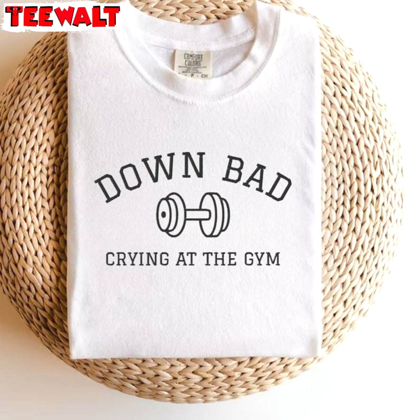 Down Bad Crying At The Gym Shirt , Tortured Poet Short Sleeve Hoodie