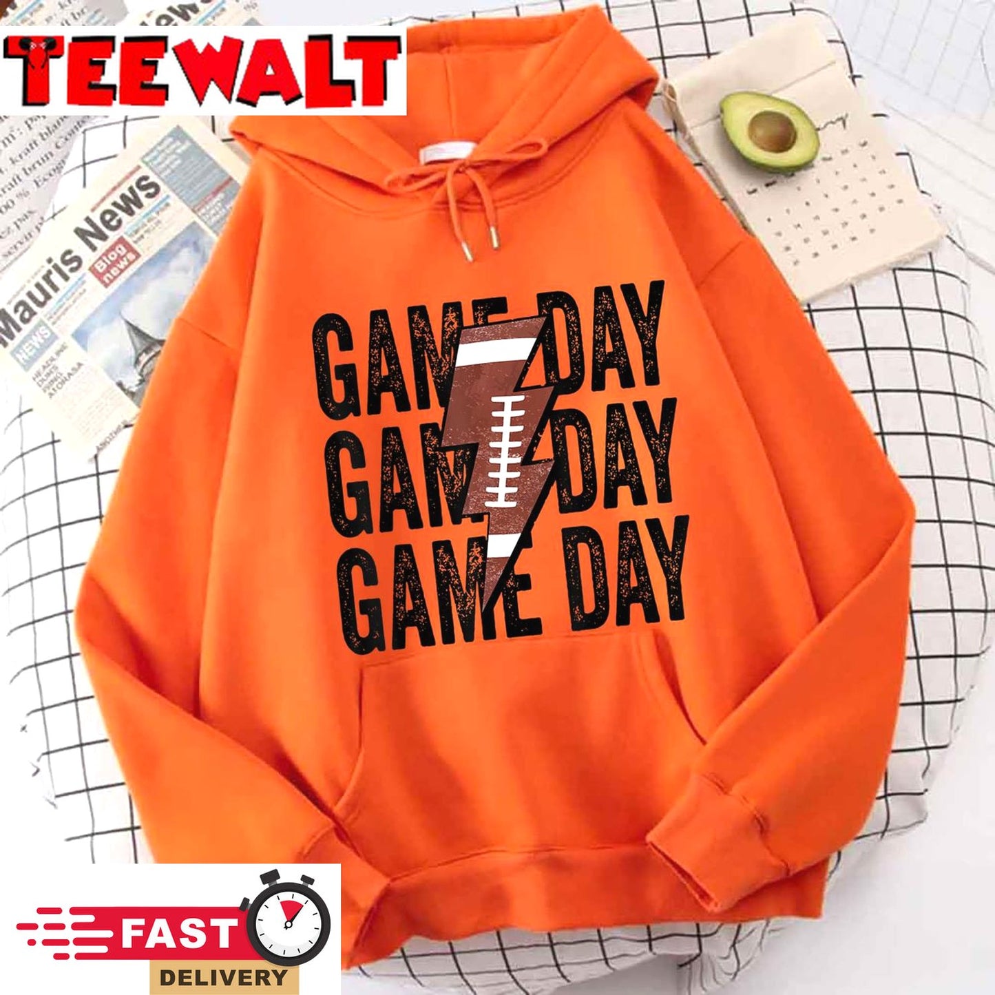 Vintage Game Day Football Lightning Bolt Funny Team Sport T-Shirt