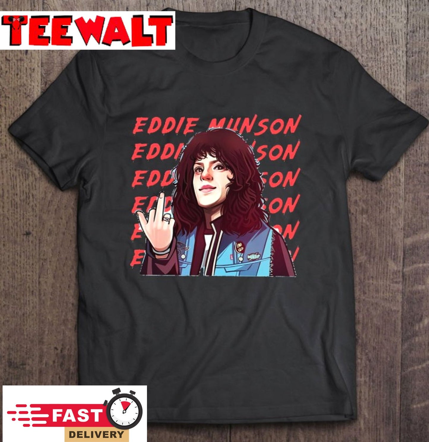 Eddie Munson Rock Man Stranger Things 4 Middle Finger T Shirt