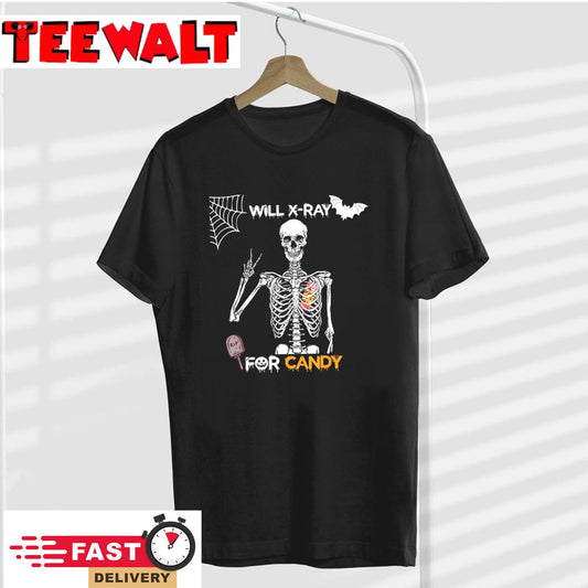 Will X-Ray For Candy Cute Halloween Skeleton Candy Radiology T-Shirt