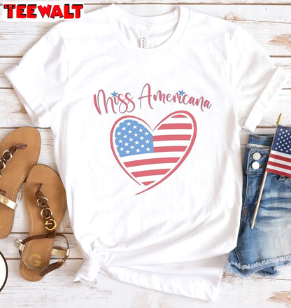 Miss Americana Inspirational Shirt, Independence Day Short Sleeve Crewneck