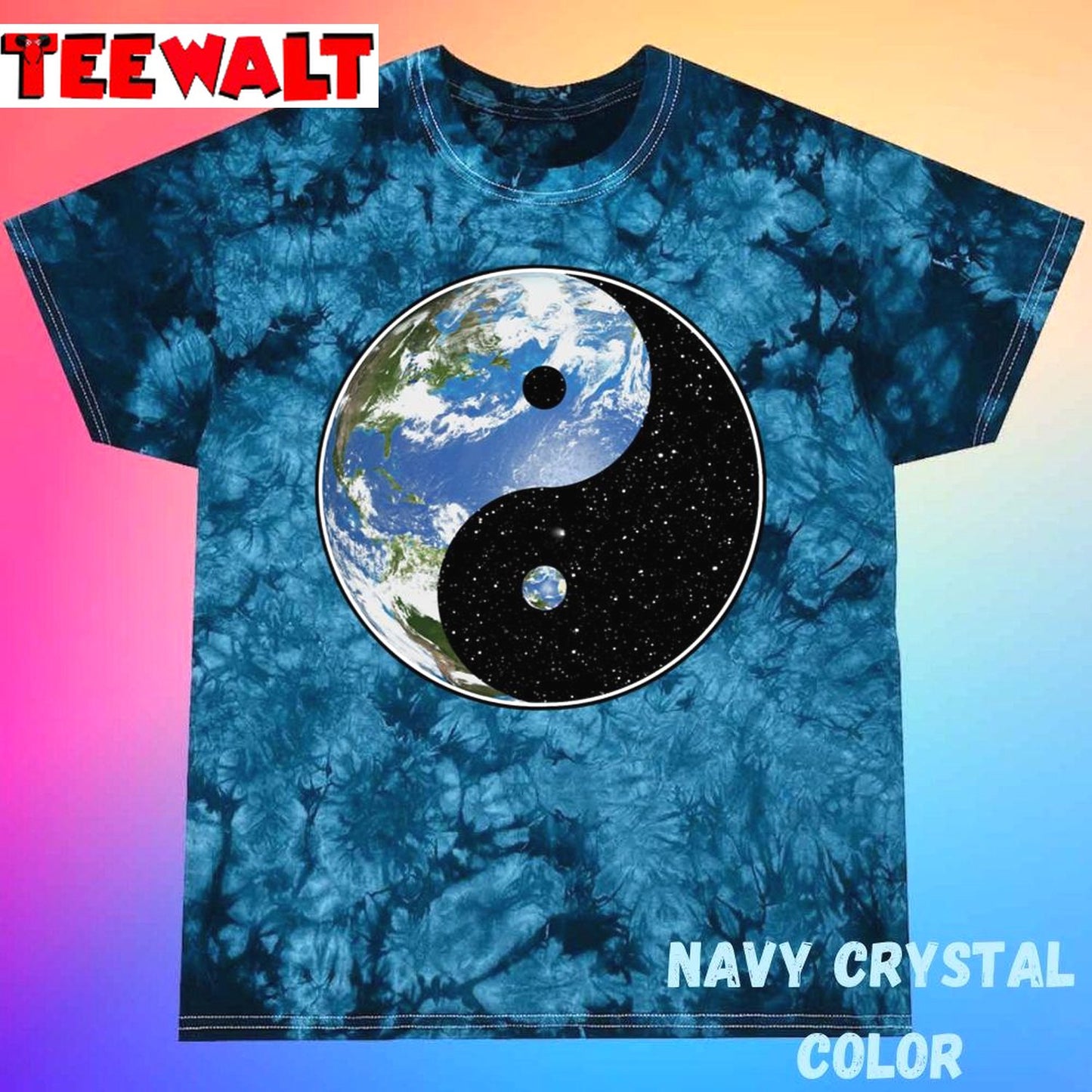 Earth And Space Yin Yang Symbol Unisex Tie Dye Tee