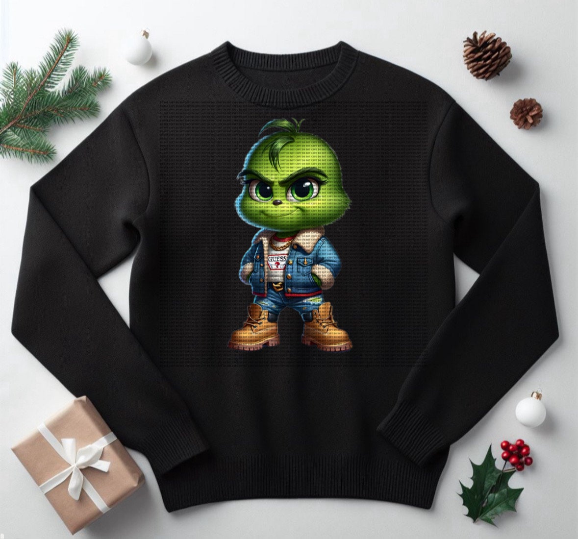 Baby Grinch Denim Outfit Set For Toddlers And Kids