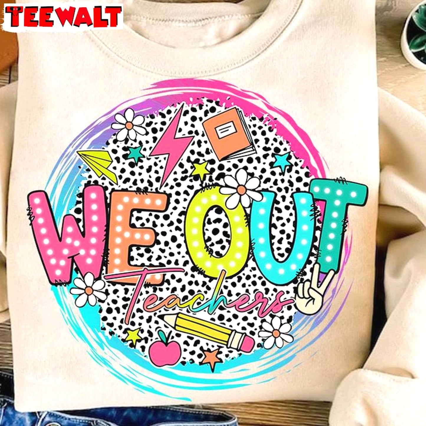 We Out Teacher Dalmatian Dots Shirt, Happy Last Day Of School Crewneck Sweatshirt T-shirt