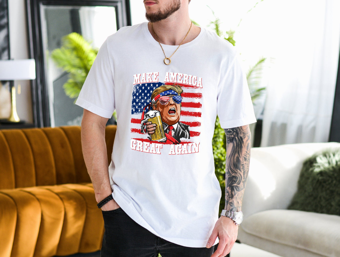 Patriotic Trump MAGA Shirt With Flag Design