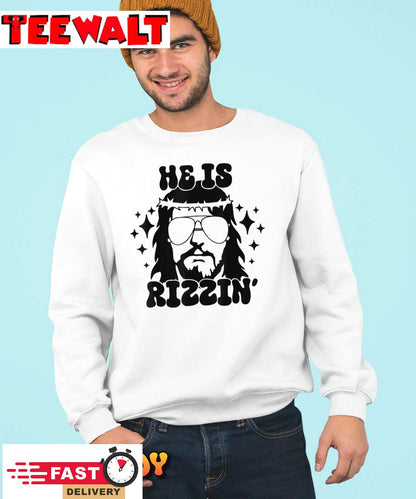 He Is Rizzin Funny Kids Easter Day Retro Christian Religious T-Shirt