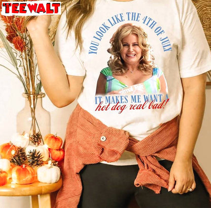 Hot Dog Real Bad Sweatshirt , Unique Jennifer Coolidge You Look Like The 4th Of July Shirt Sweater