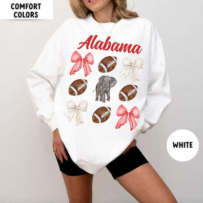 Alabama Football Comfort Sweatshirt, College Game Day Bow Shirt