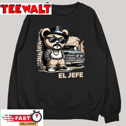 EL JEFE Hip Hop Teddy Bear Lowrider Shirt Chicano Cholo T-Shirt