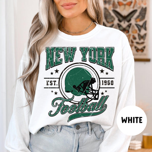 Vintage New York Football Crewneck - Comfort Colors Jet Sweatshirt