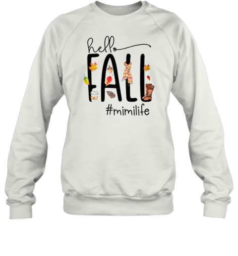 Hello Fall Mimi Life Cute Halloween Autumn Grandma T-Shirt