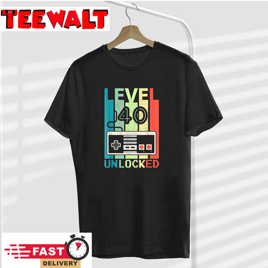 Level 40 Unlocked Shirt Video Gamer 40th Birthday Gifts Tee T-Shirt