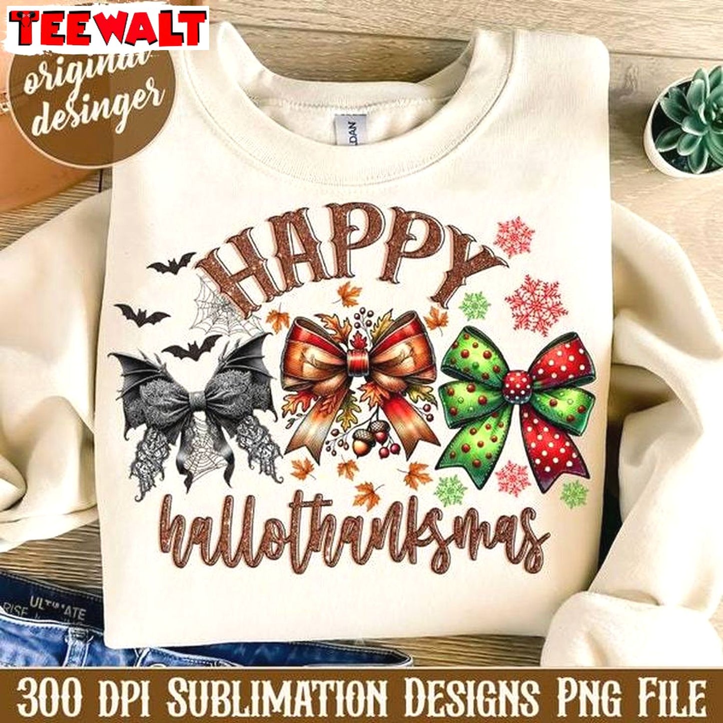 Happy Hallothanksmas Sweatshirt, Halloween Christmas Coquette Shirt, T-shirt