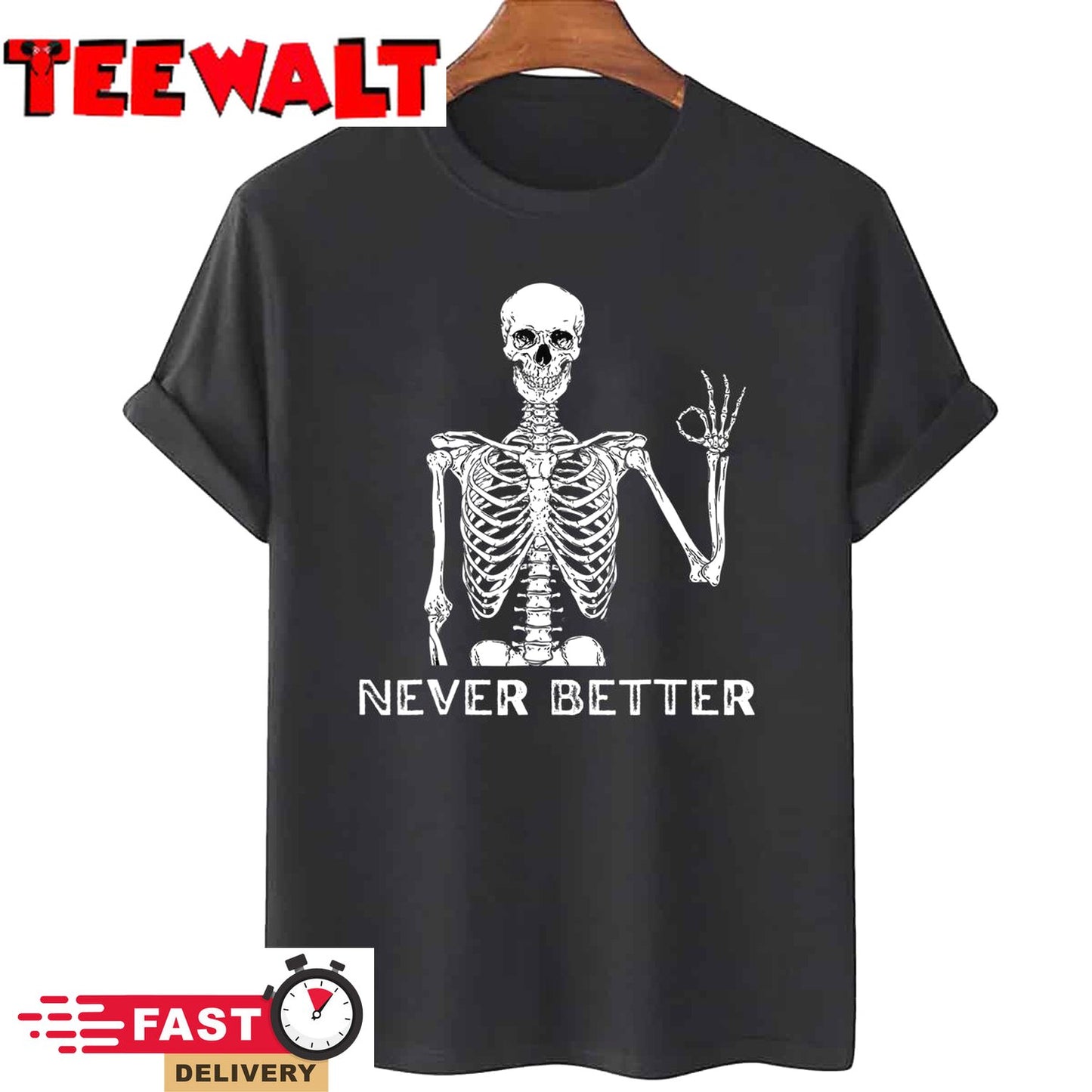 Halloween Shirts For Women Never Better Skeleton Funny Skull Sweatshirt