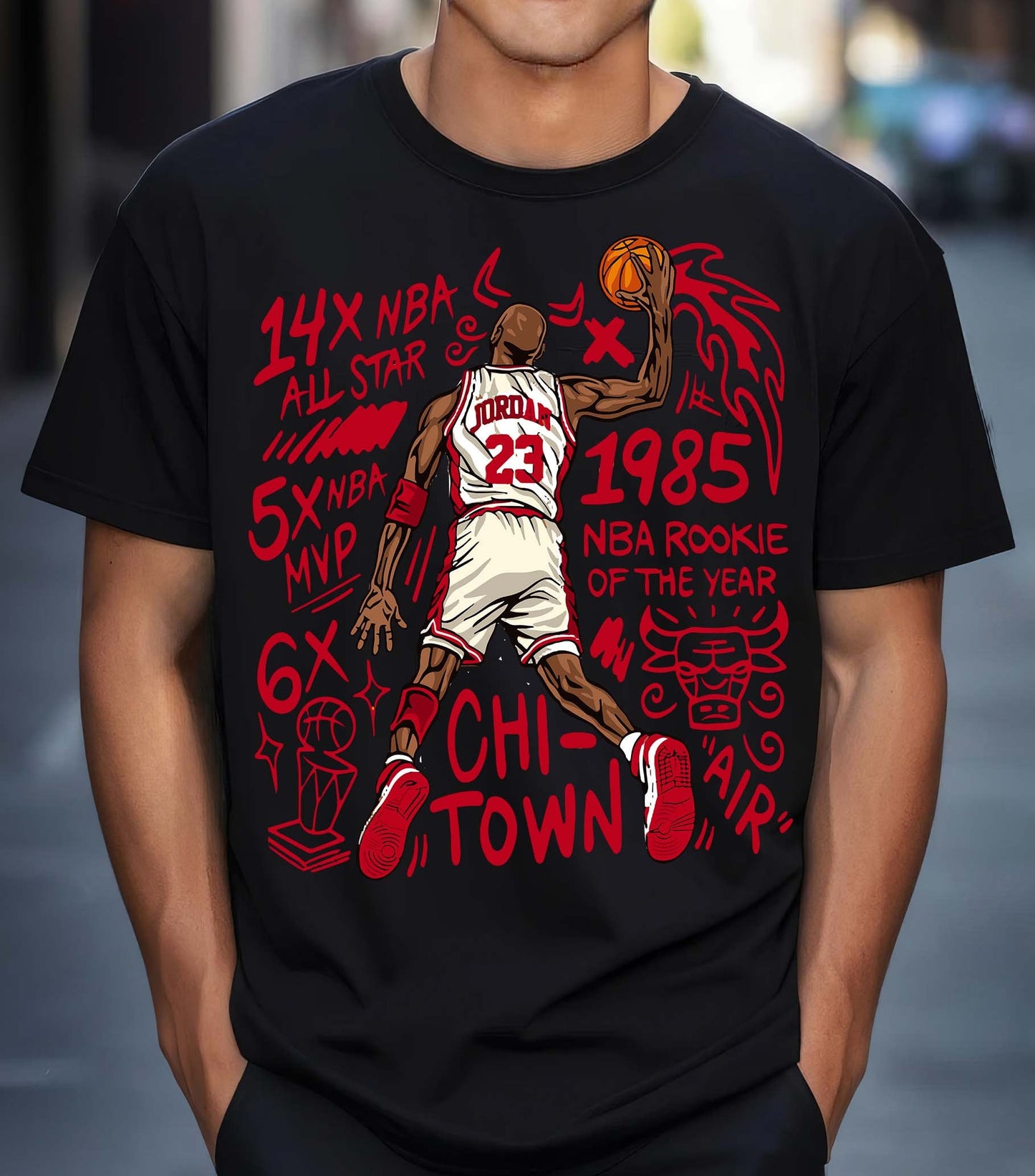 Michael Jordan Vintage 90S Chicago Bulls Graphic Hoodie Tee