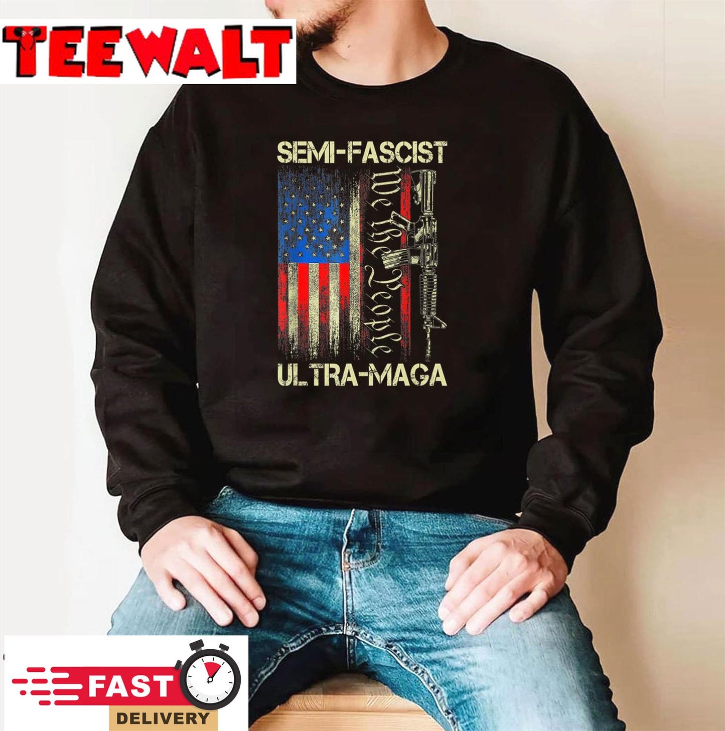 Semi-Fascist Ultra Maga Political Humor Biden Quotes US Flag T-Shirt