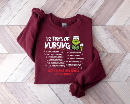 Funny Christmas Nurse Sweatshirt Merry Grinchmas Nursing