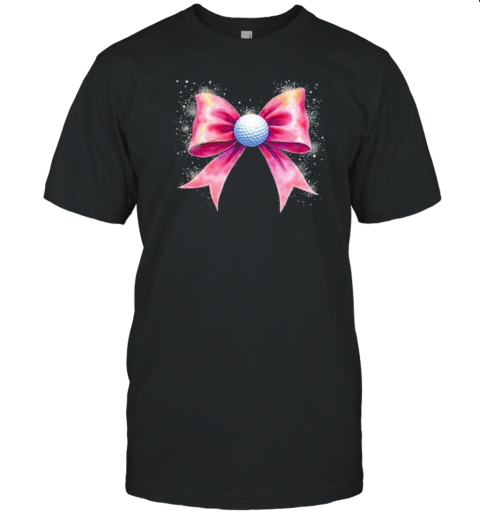 Coquette Golf With Pink Bow And Stars Cute Game Day Aesthetic T-Shirt