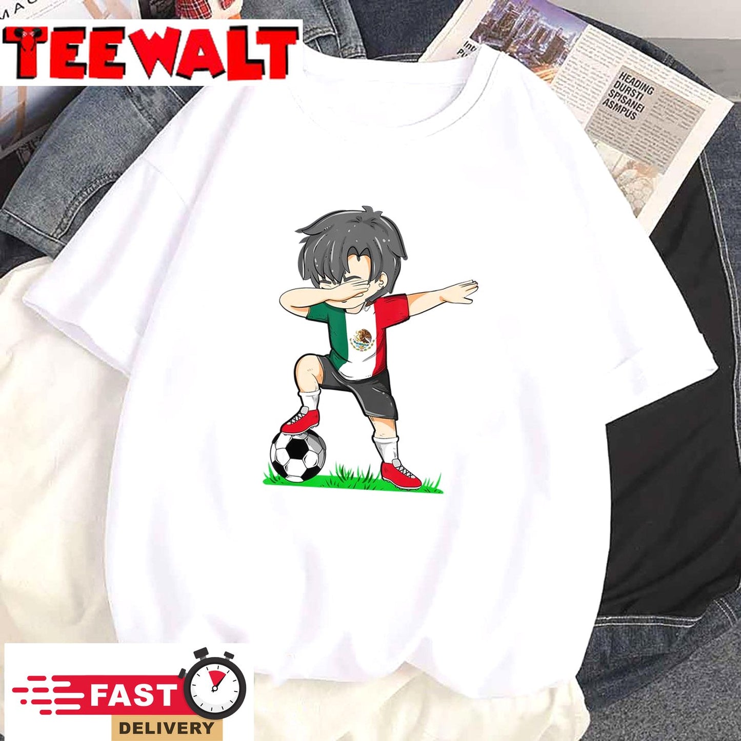 Soccer Mexico Jersey Shirt Mexican Flag Football Boys Men T-Shirt