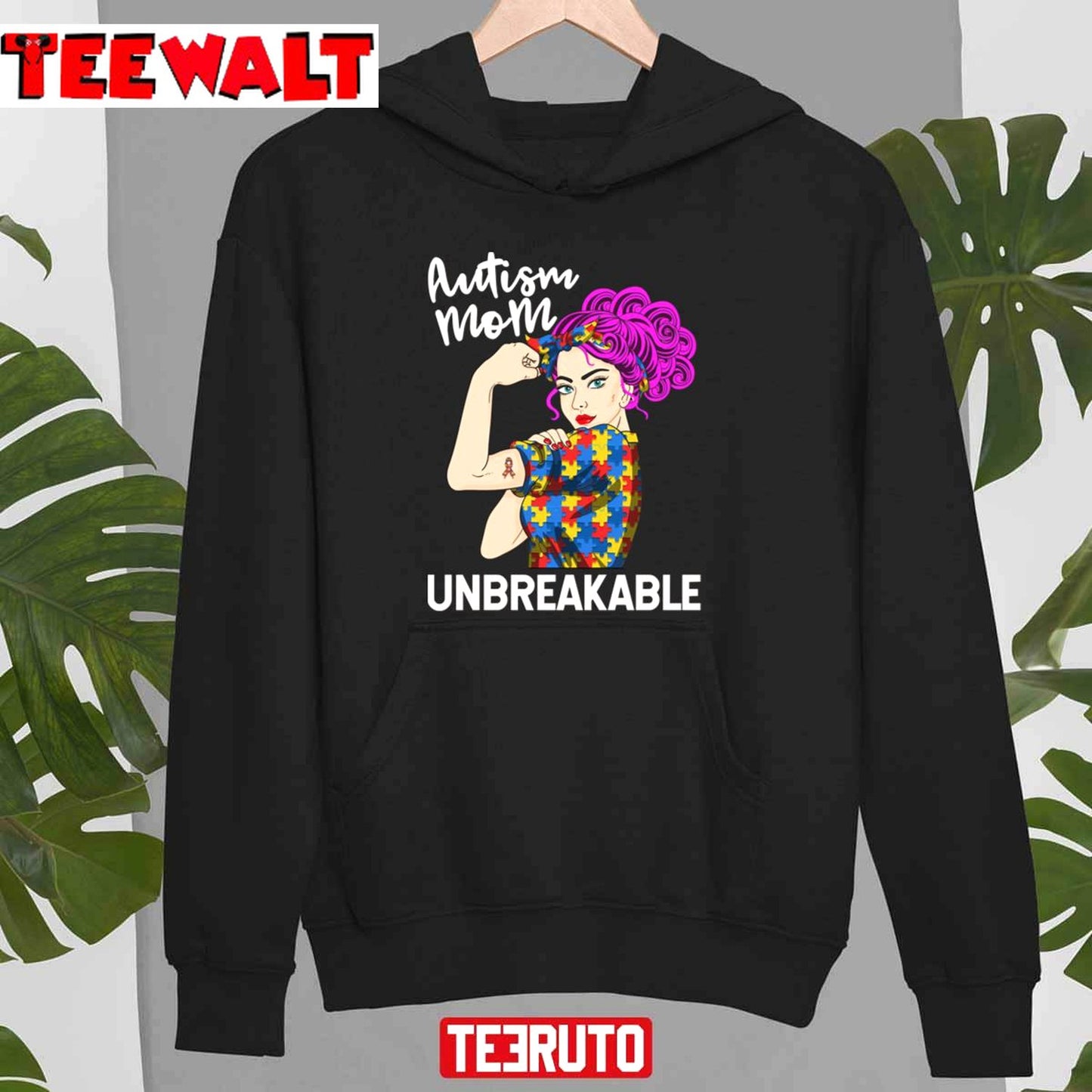 Unbreakable Autism Mom Puzzle Ribbon Unisex Sweatshirt