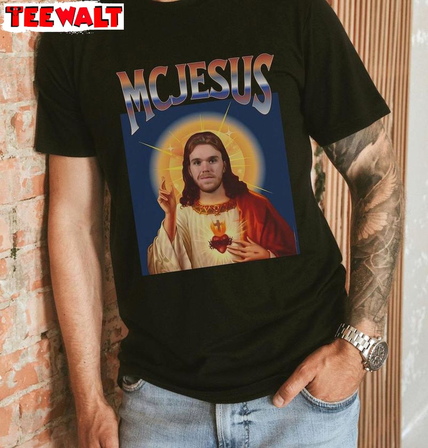 Creative McJesus Comfort Shirt, Oilers Mcdavid Short Sleeve Crewneck